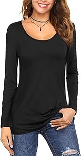 Short Neck - Long Sleeve Tees Cotton T Shirts Casual Blouses Tops HD Photo (3)